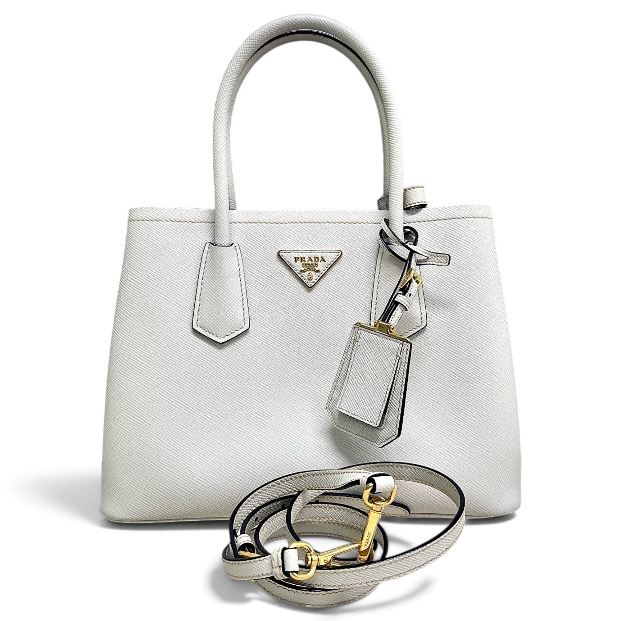 Double leather handbag