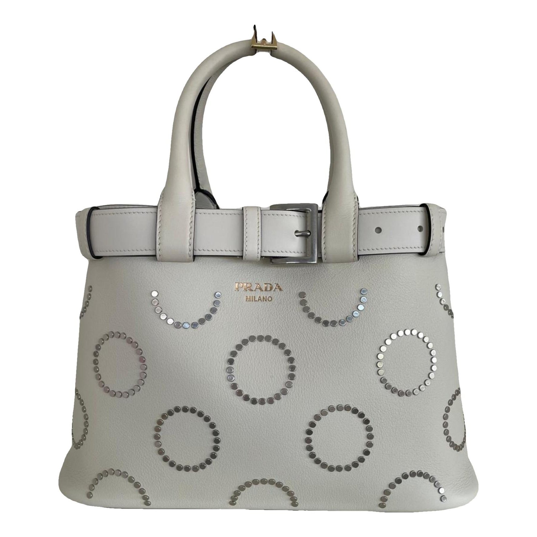 Buckle leather handbag