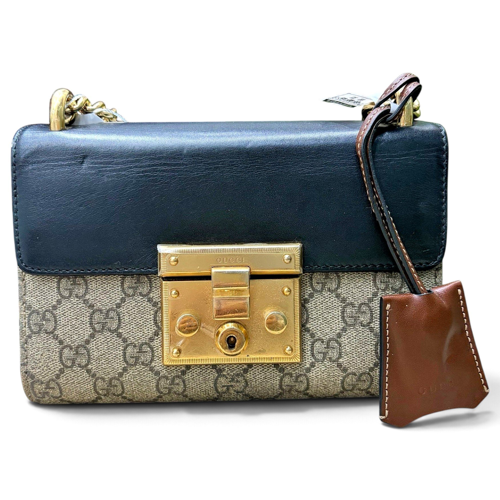 Padlock leather handbag