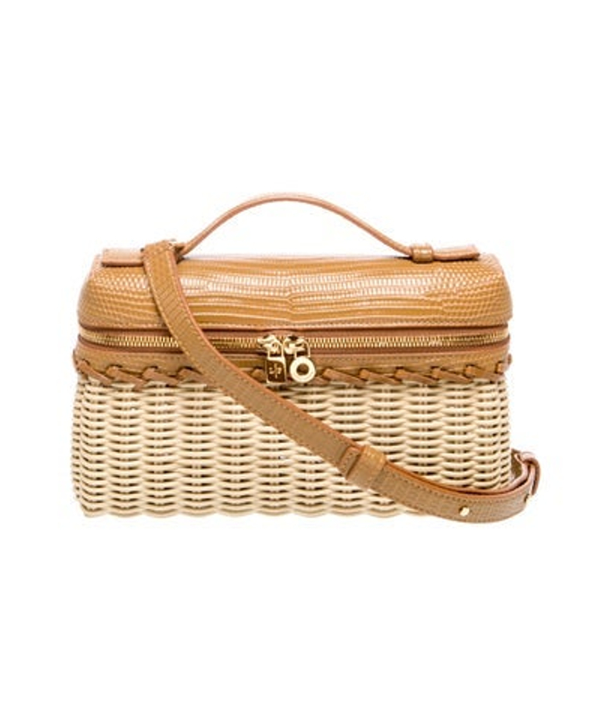 Loro Piana Piana Wicker Beige Wicker Camel Leather Extra Pocket L19 Bag East West