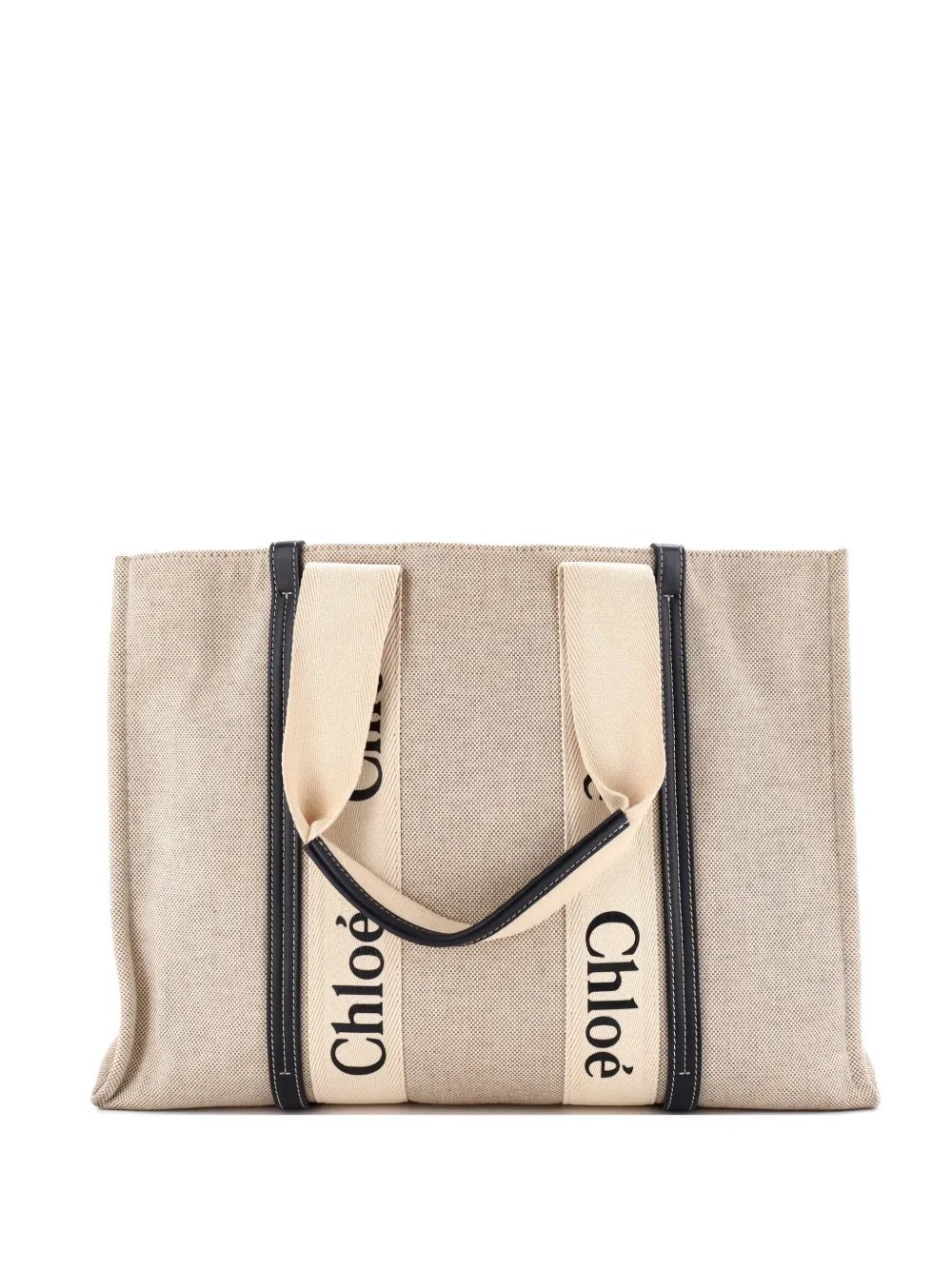 Woody Canvas with Leather Large tote bag