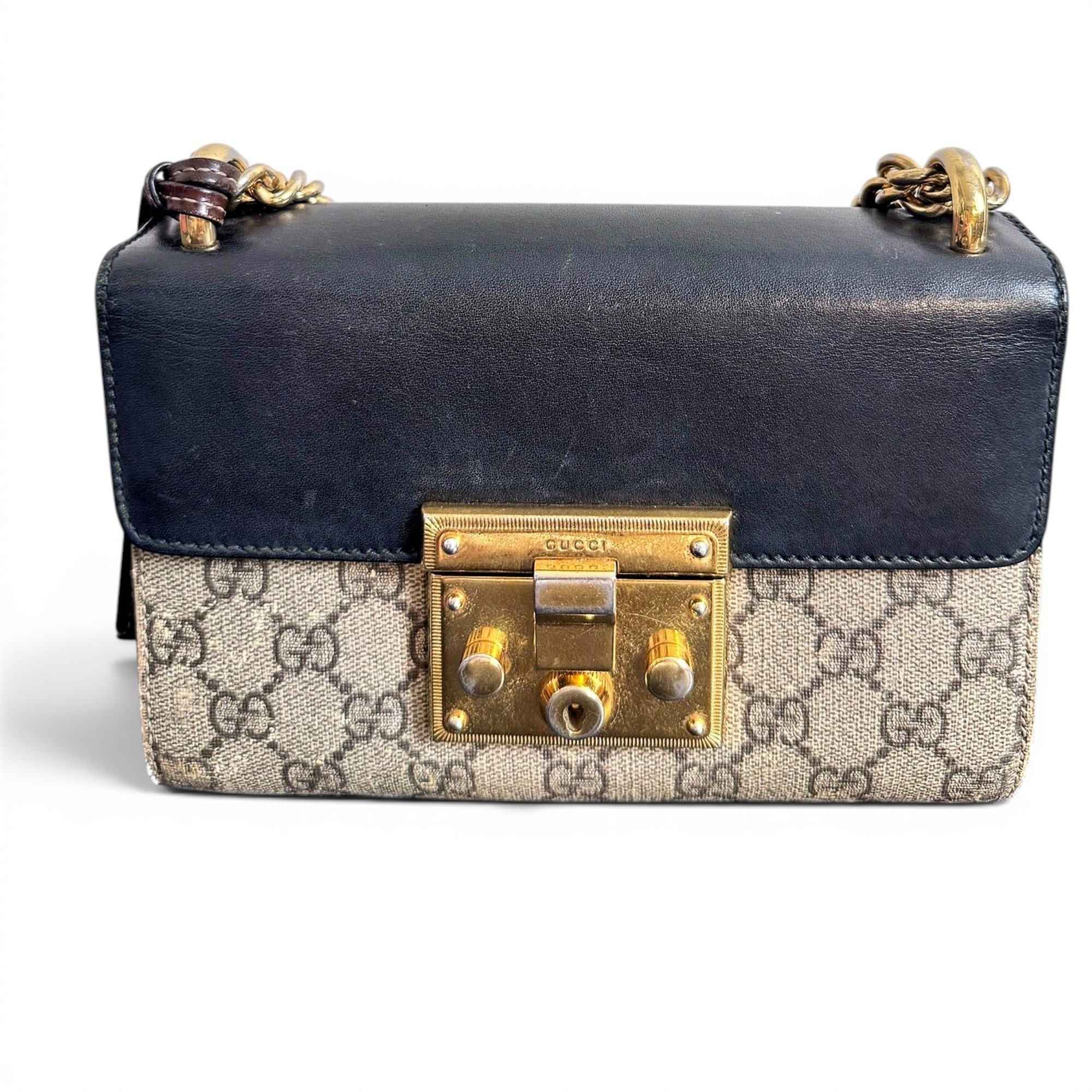 Padlock leather handbag