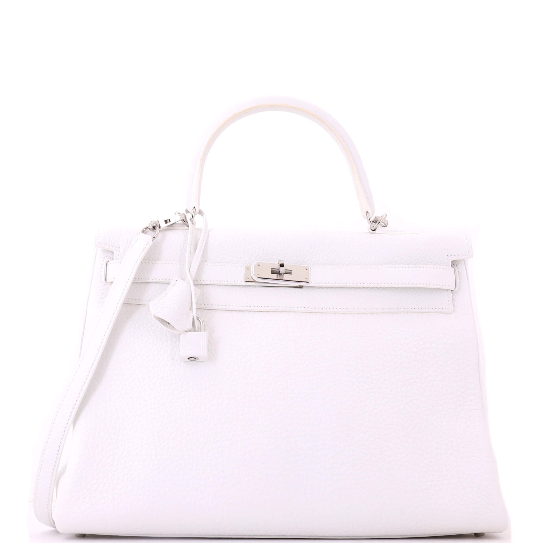 Kelly Handbag Blanc Togo with Palladium Hardware 35