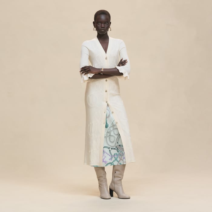 Blanc Naturel "Palefroi Remix" Light Half-length Sleeves Long Cardigan