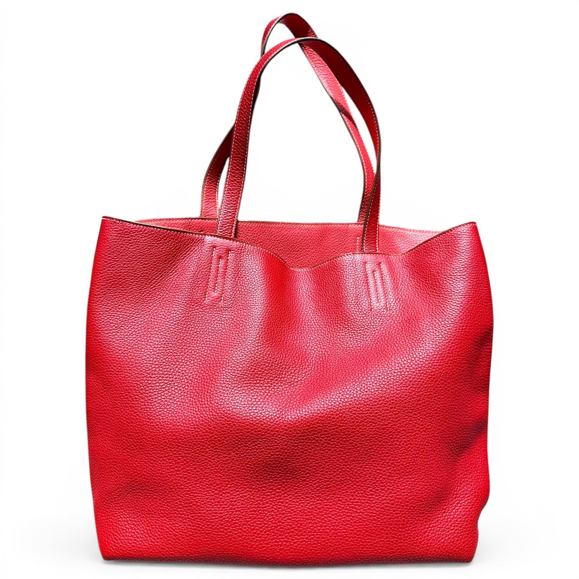 Double sens leather handbag