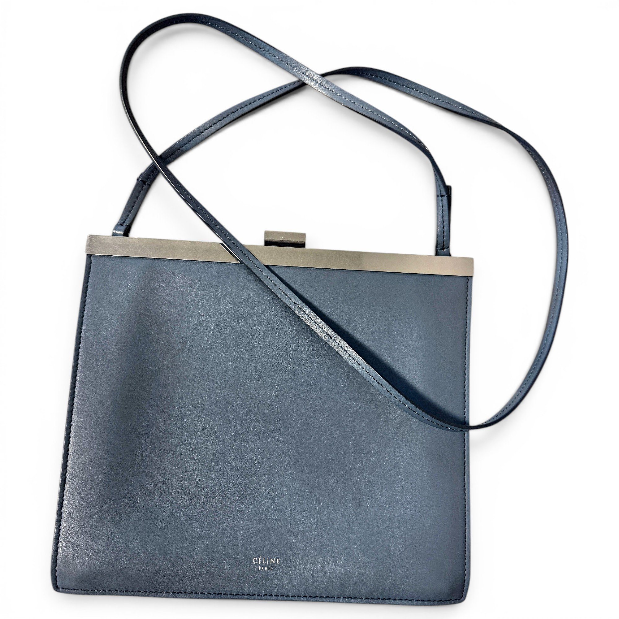 Clasp leather handbag