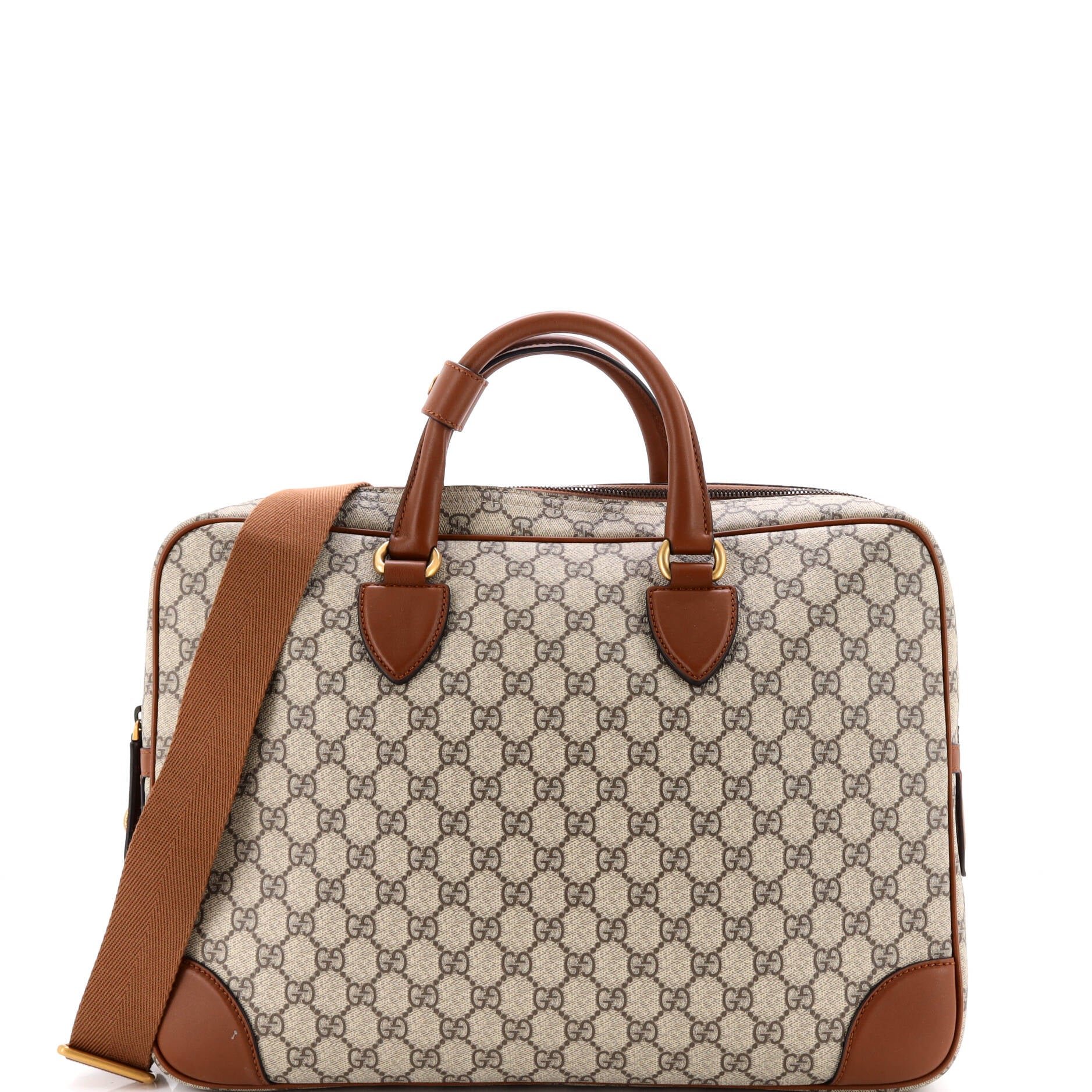 Emblem Convertible Zip Around Briefcase GG Coated Canvas Medium