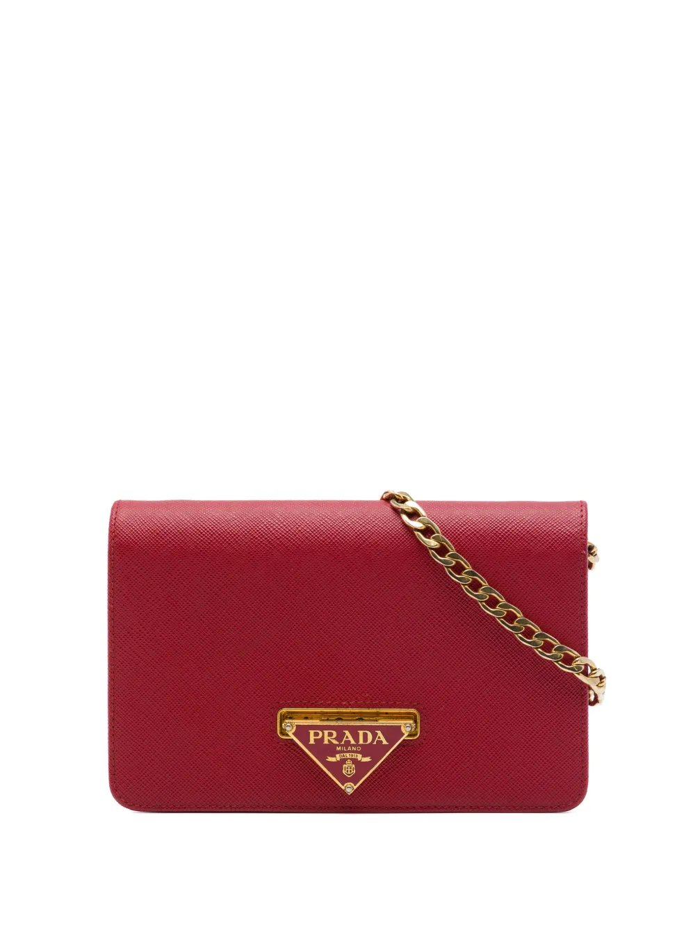 2013-2026 Saffiano Lux Flip Lock Wallet on Chain crossbody bag