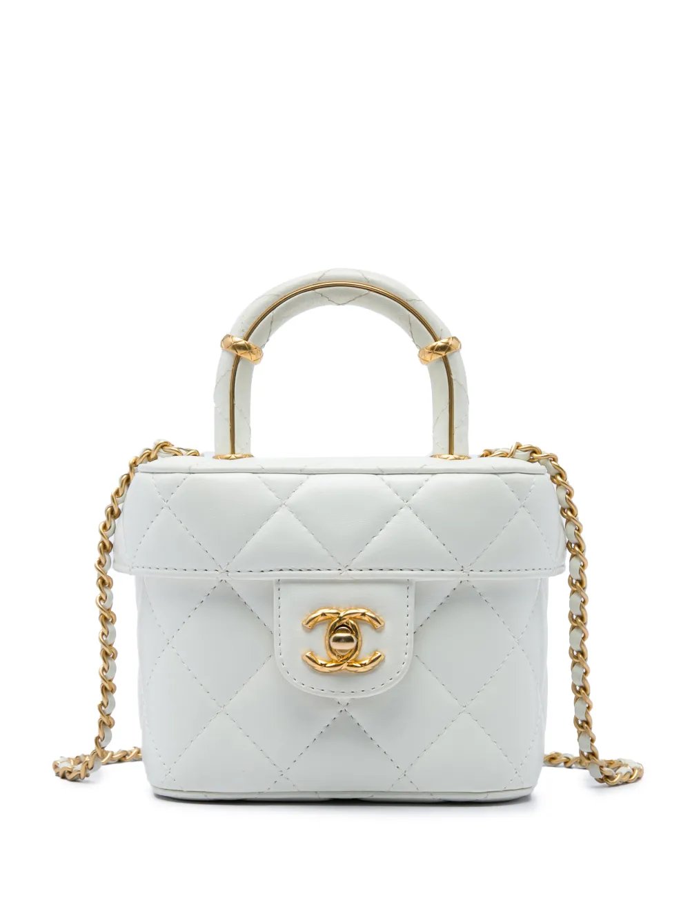 2021-2026 Mini CC Quilted Lambskin Vanity Top Handle Cosmetic Case satchel