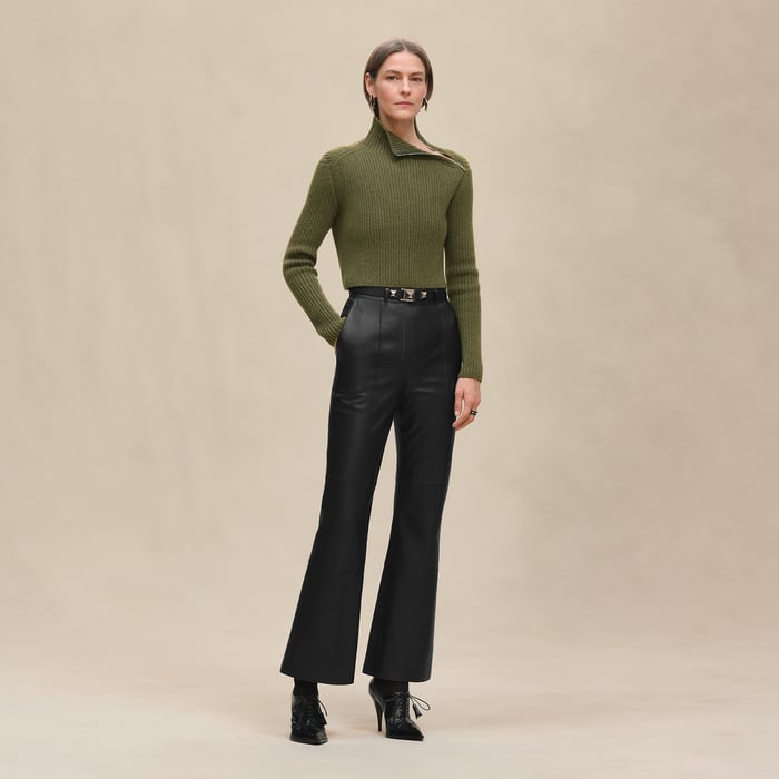 Kaki Long-sleeve Cropped Sweater