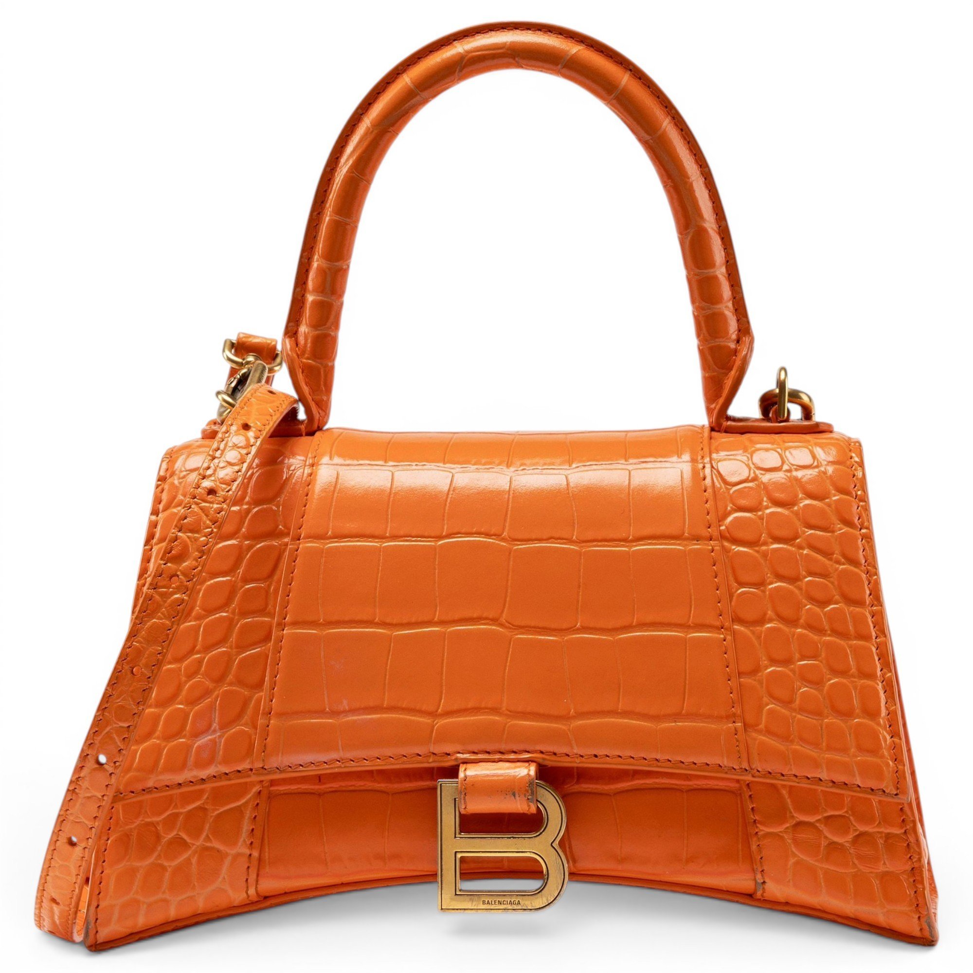 Hourglass leather handbag