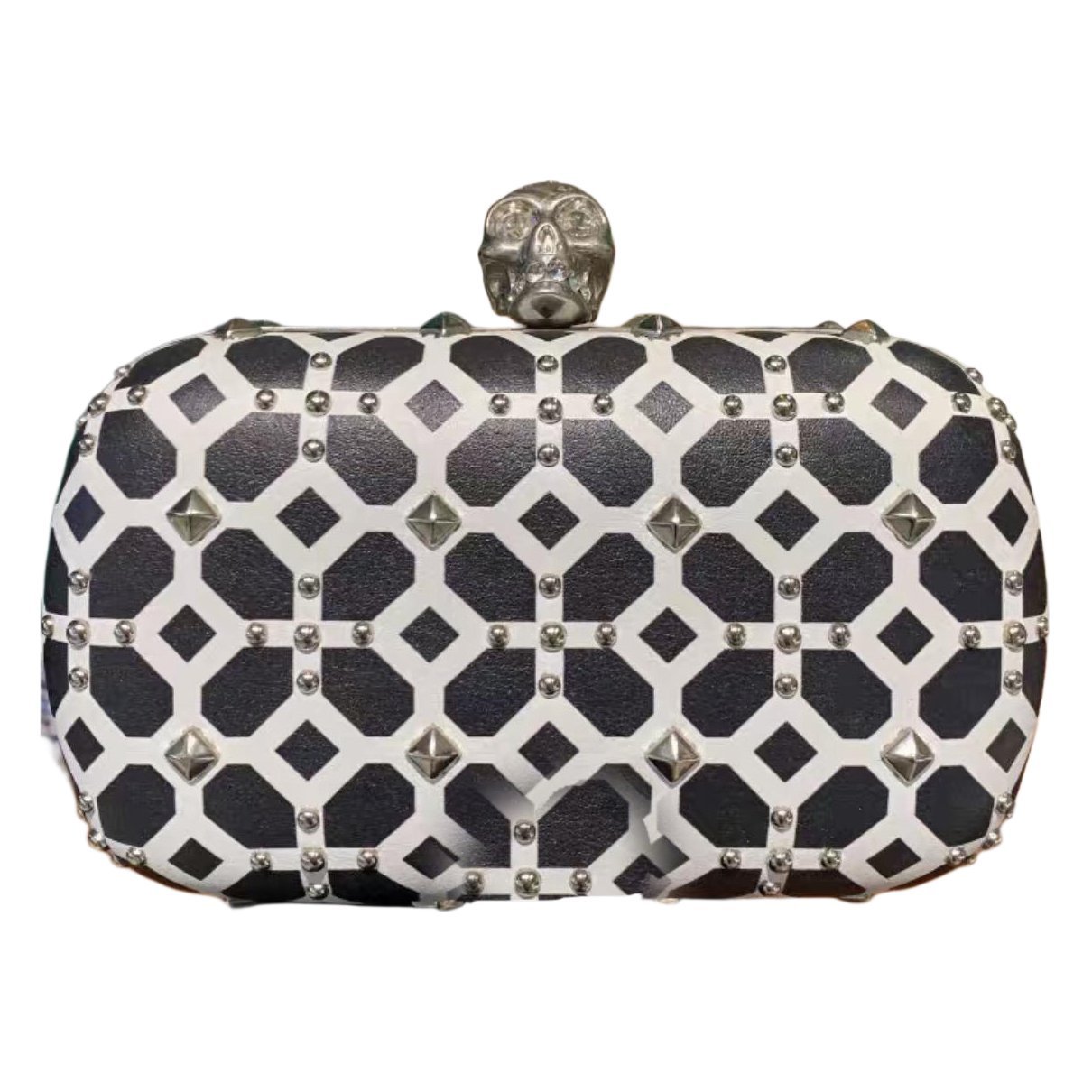 Skull leather clutch bag