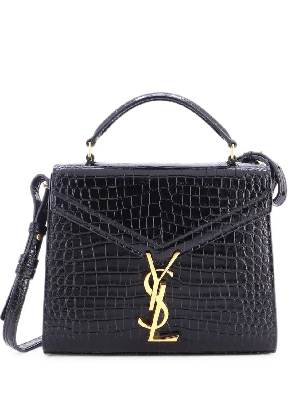 Cassandra Top Handle Bag Crocodile Embossed Leather Mini shoulder bag