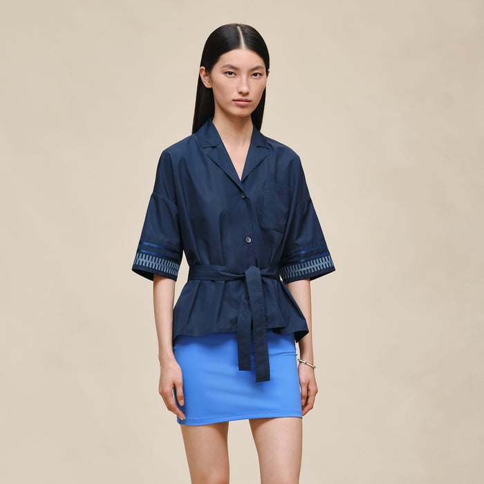 Bleu Outremer Embroidered Beach Tunic