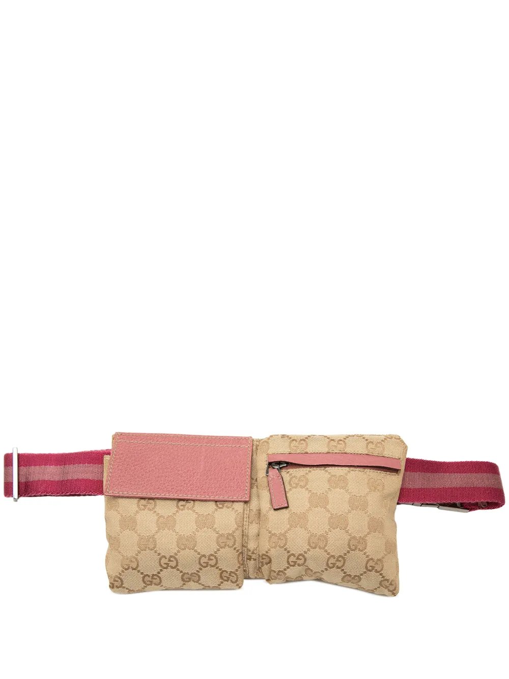 2000-2015 GG Canvas Web Double Pocket belt bag