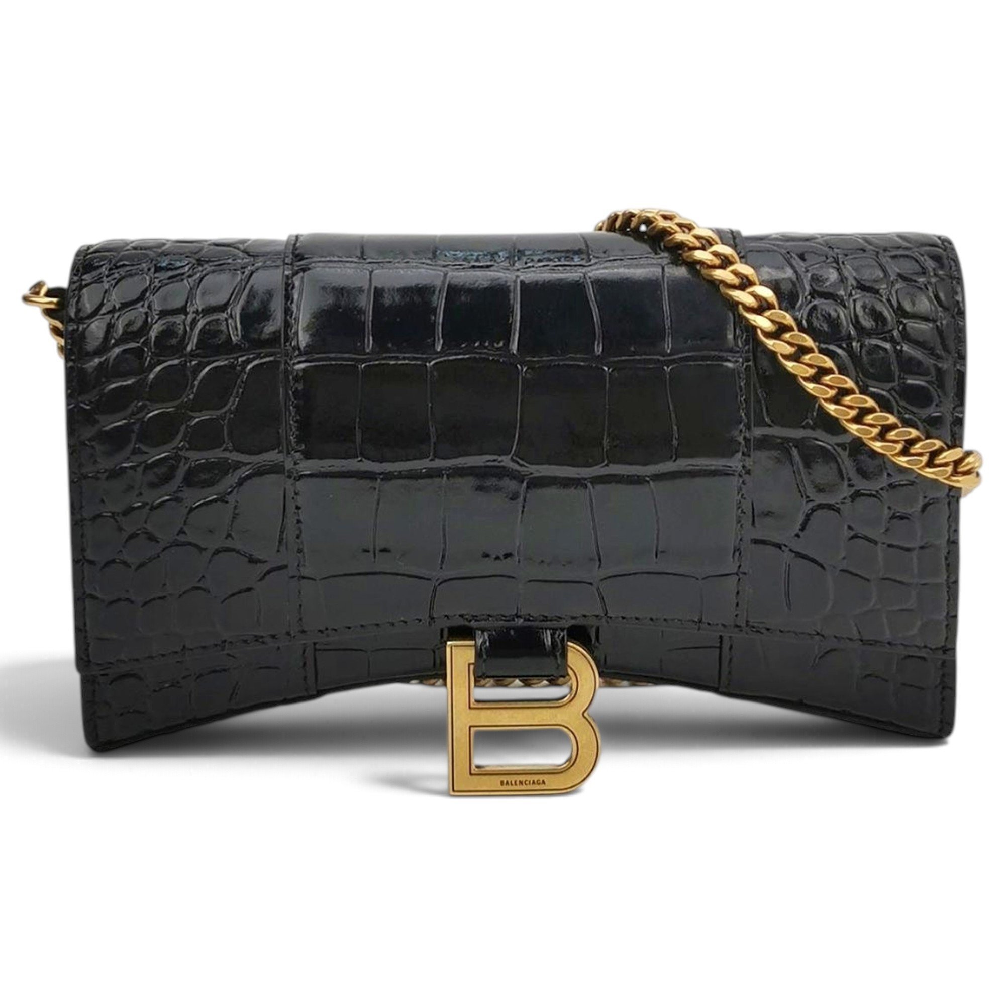 Hourglass leather handbag