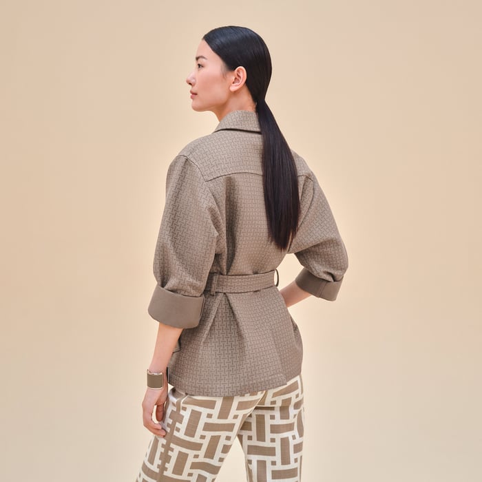 "Mosaique" Belted Short Coat
