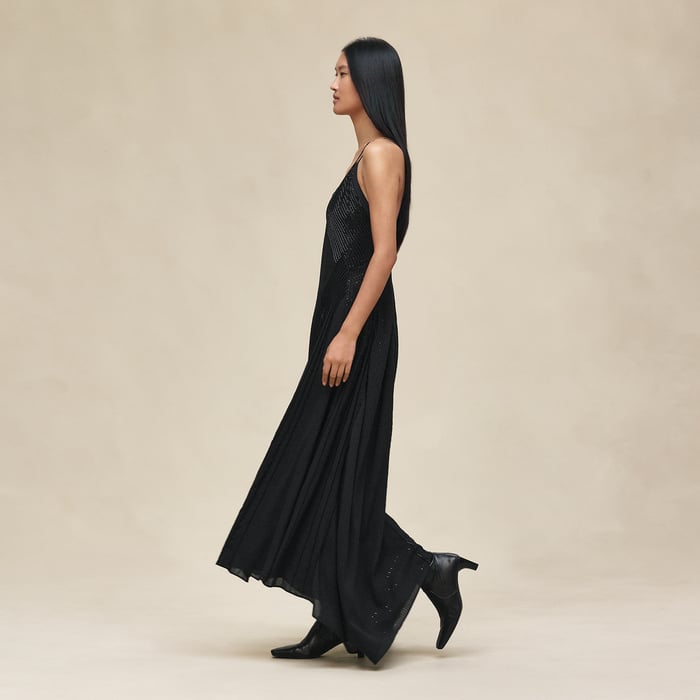 Noir Embroidered Nightgown Dress