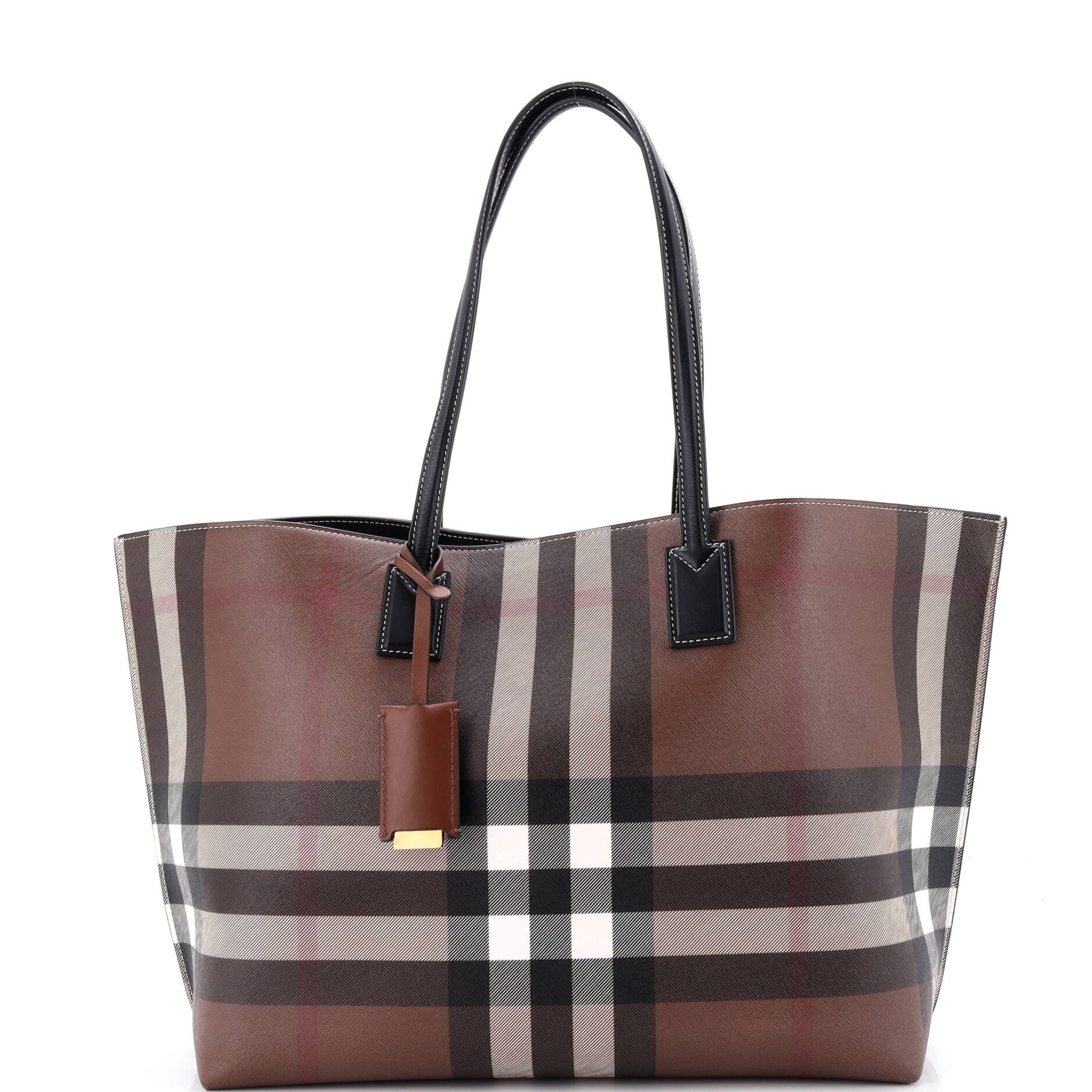 Burberry Open Tote Check E-Canvas Large