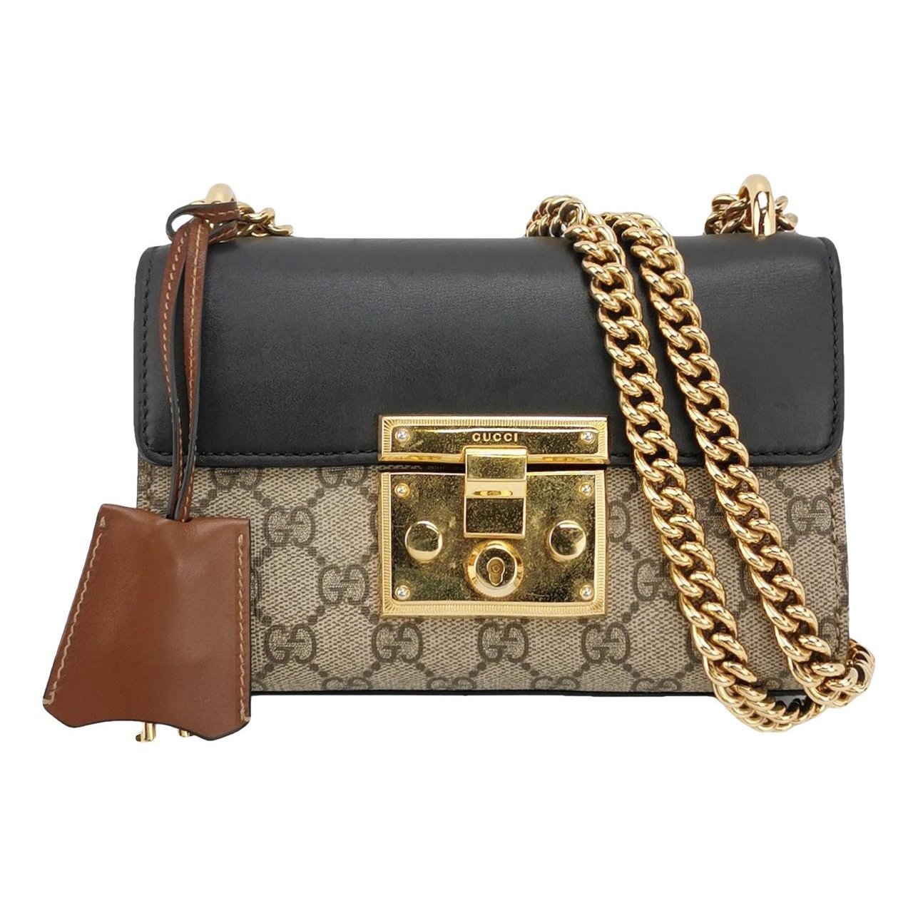 Padlock leather handbag