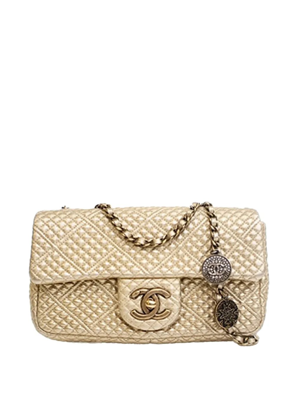 2014-2015 Small Micro Quilted Metallic Lambskin Coin Flap shoulder bag