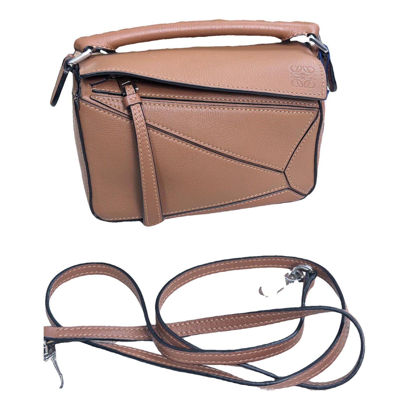 Puzzle leather handbag