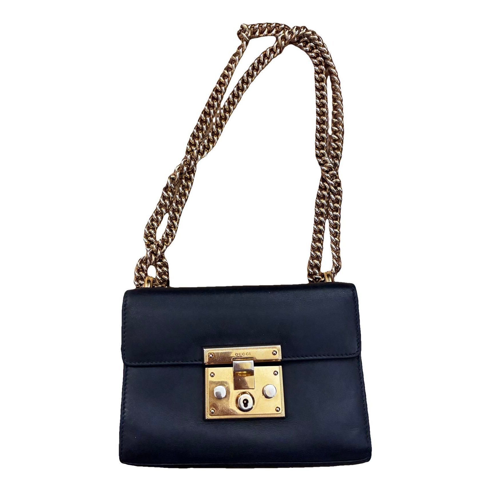 Padlock leather crossbody bag