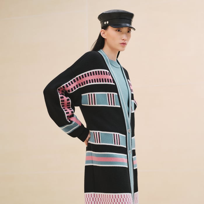 Noir "Lettres Equestres" Cardigan Coat