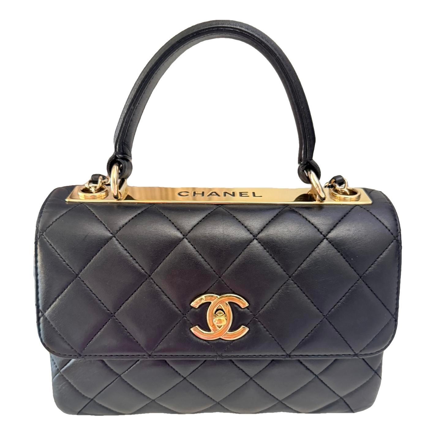 Trendy CC Top Handle leather handbag