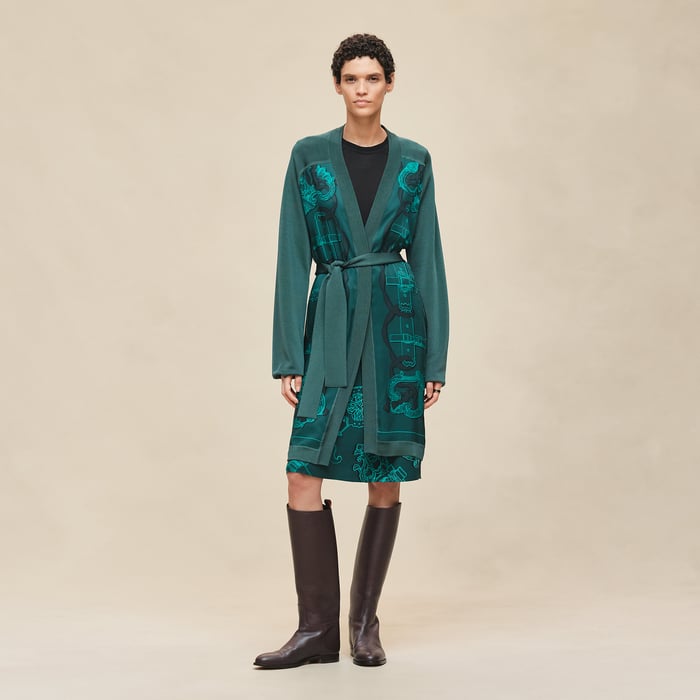 Vert Pin "Ferronnerie Remix" Long-sleeve Twillaine Cardigan