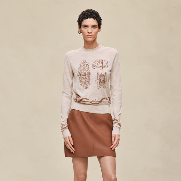 Beige Naturel "Ferronnerie" Long-sleeve Sweater