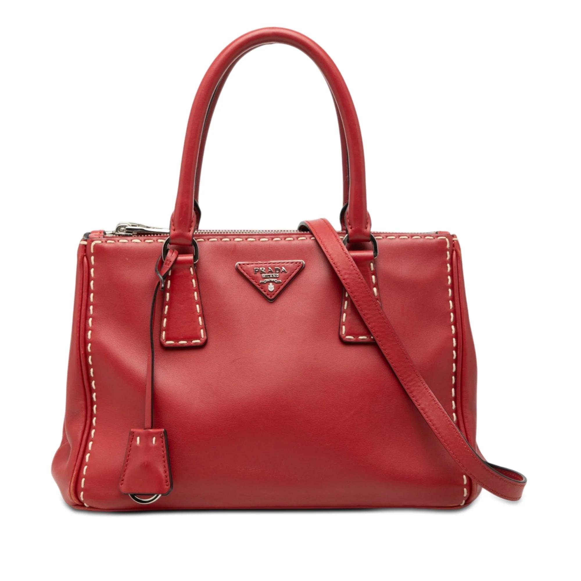 Double leather satchel