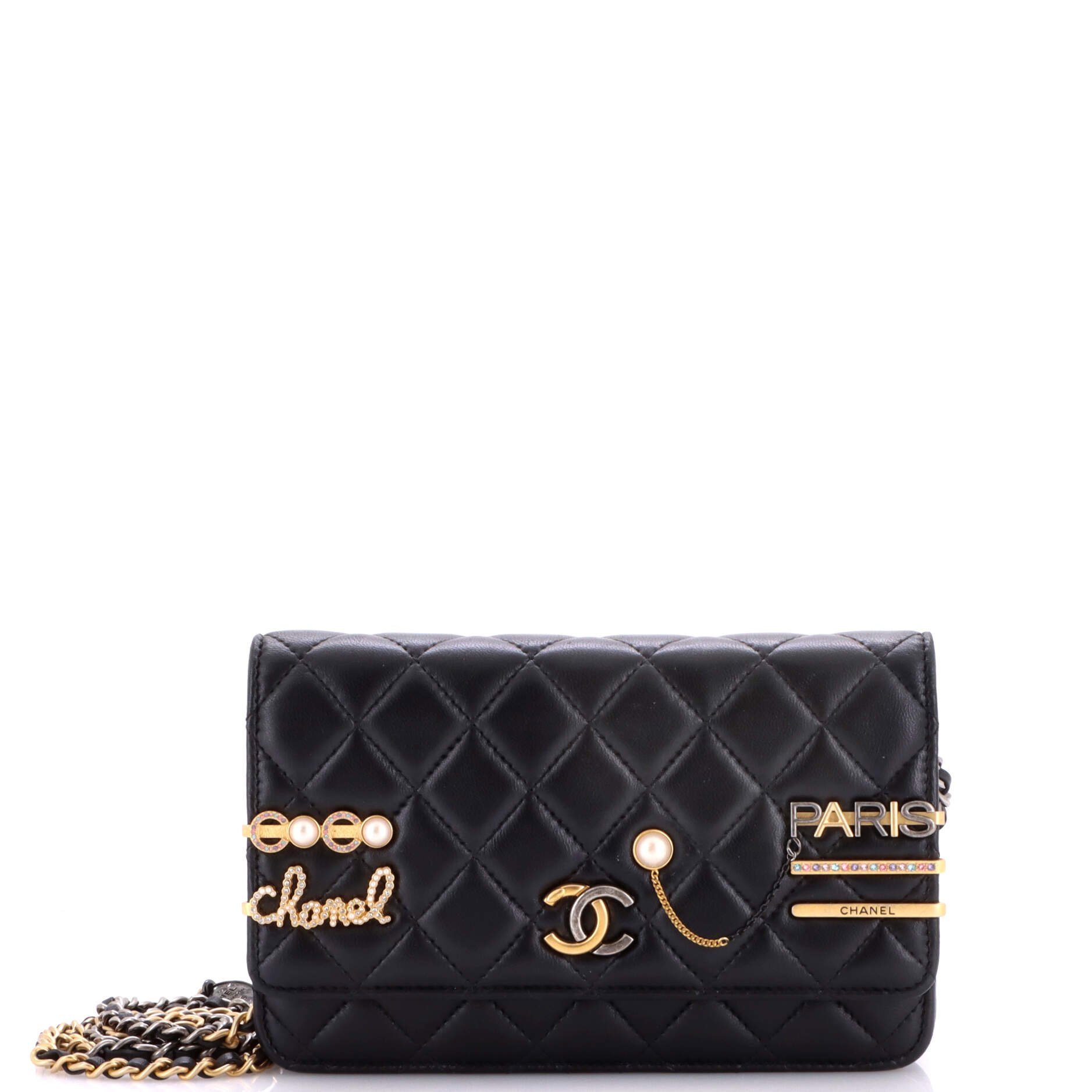 Coco Clips Wallet on Chain Embellished Quilted Lambskin