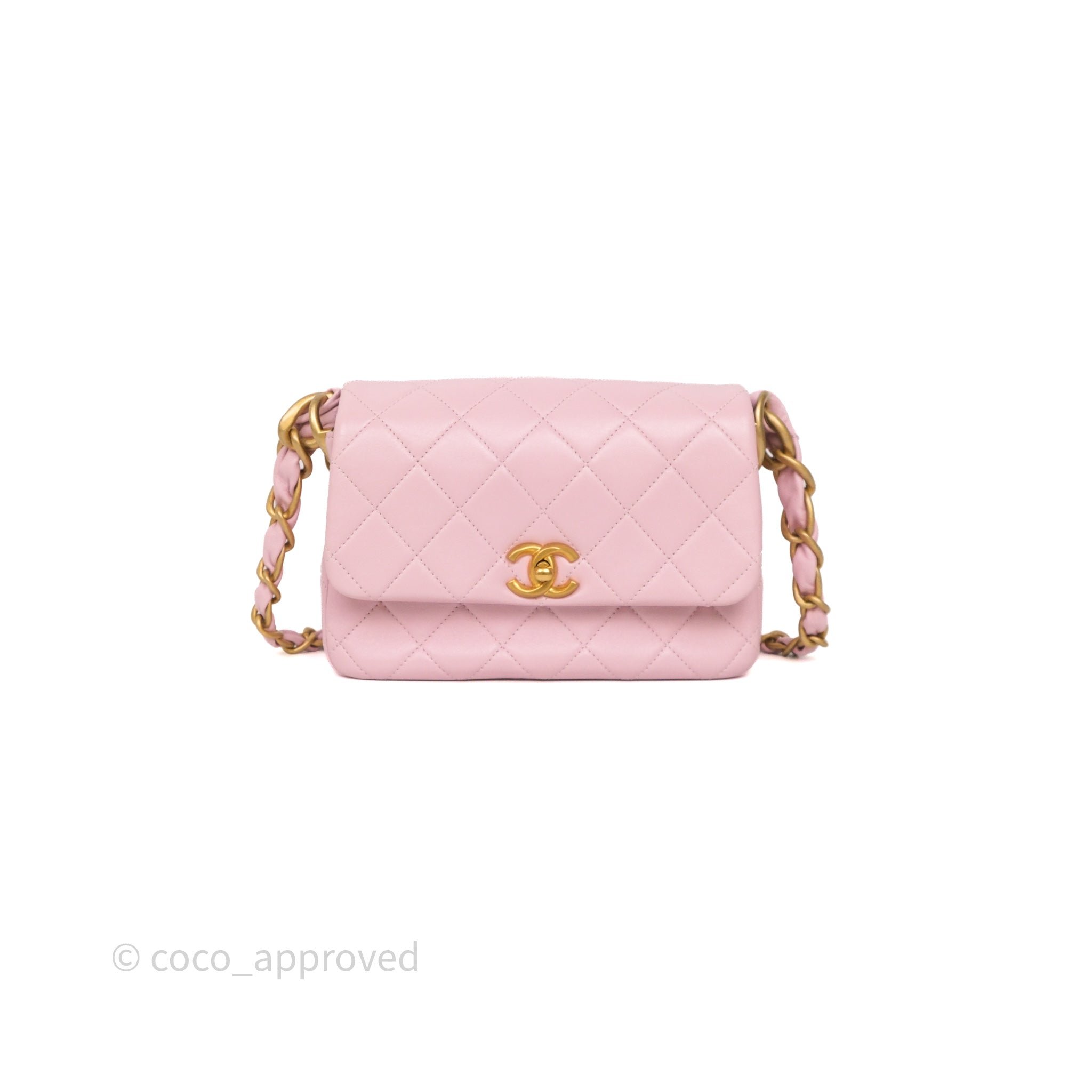 Chanel Quilted Flap Bag Pink Calfskin Gold Hardware