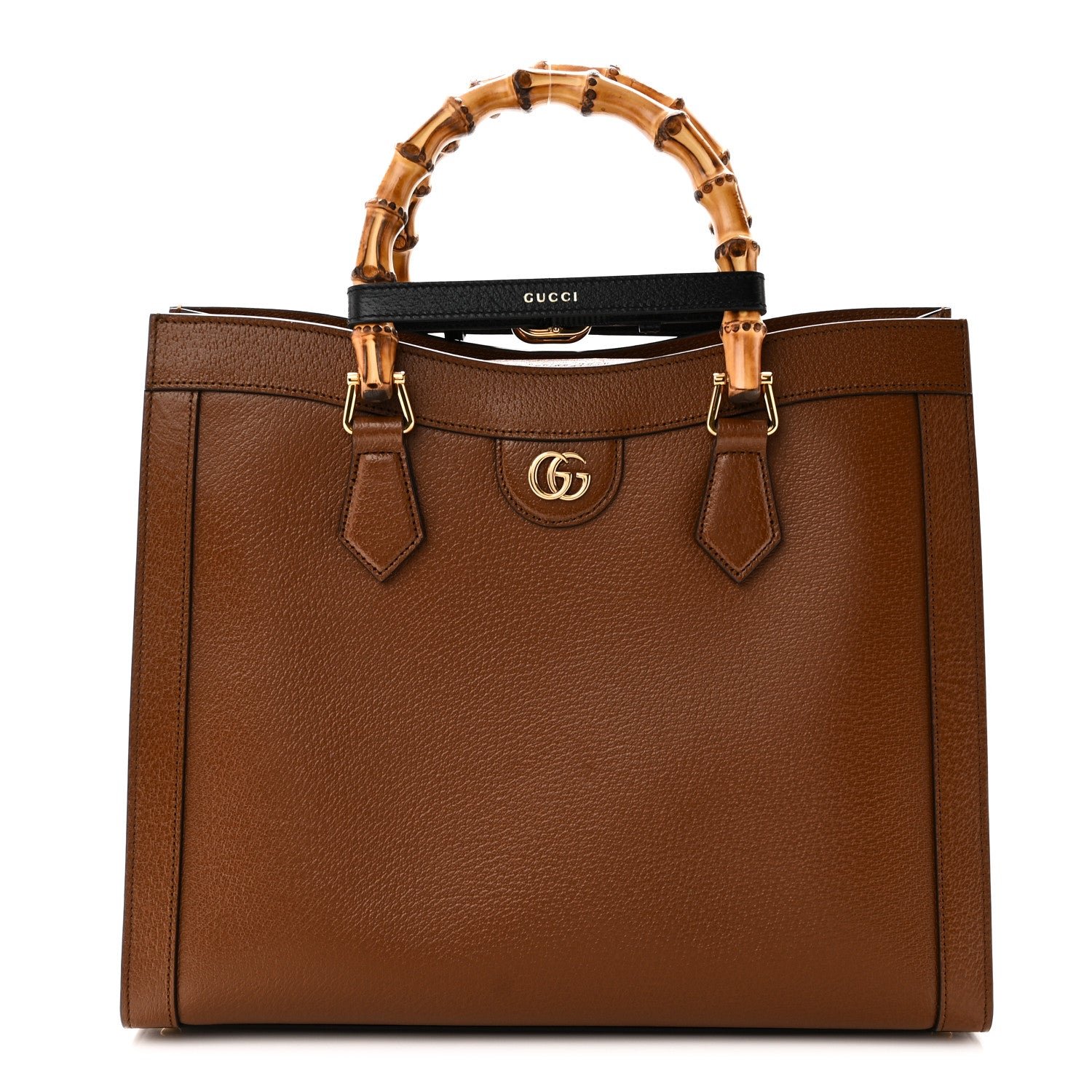 Gucci Textured Dollar Calfskin Medium Diana Tote Bag Cuir Black Cuir Black