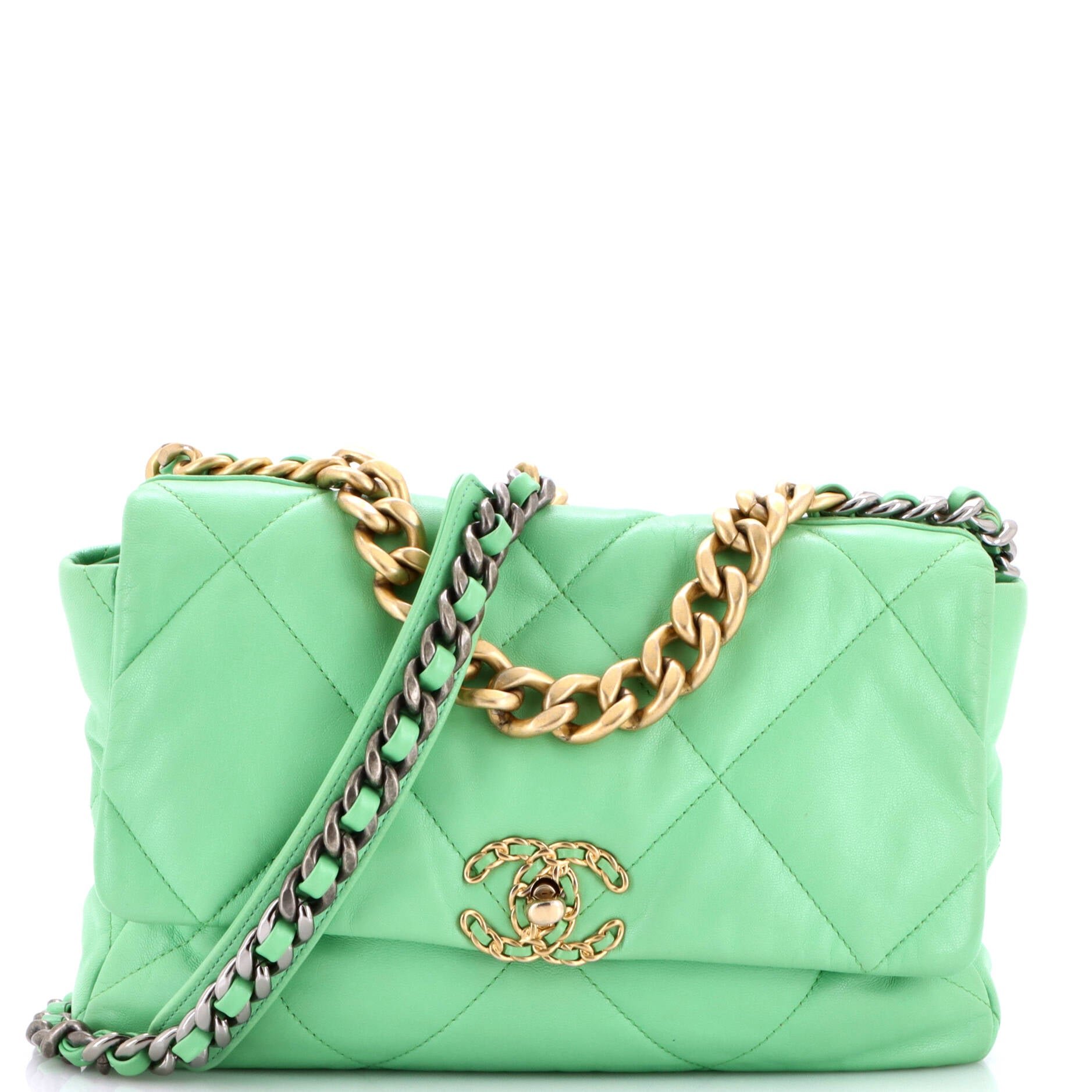 19 Flap Bag Quilted Leather Large