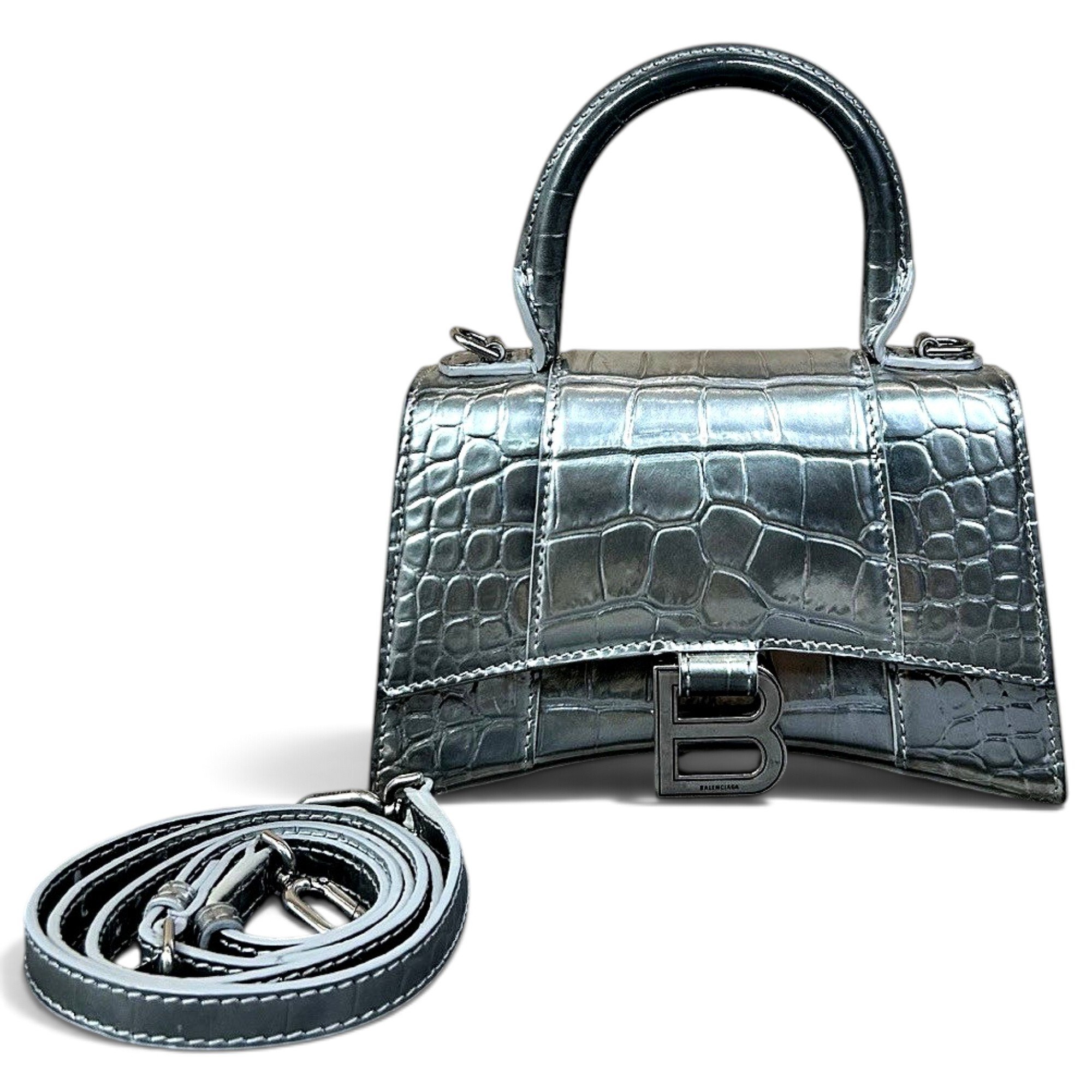 Hourglass leather handbag