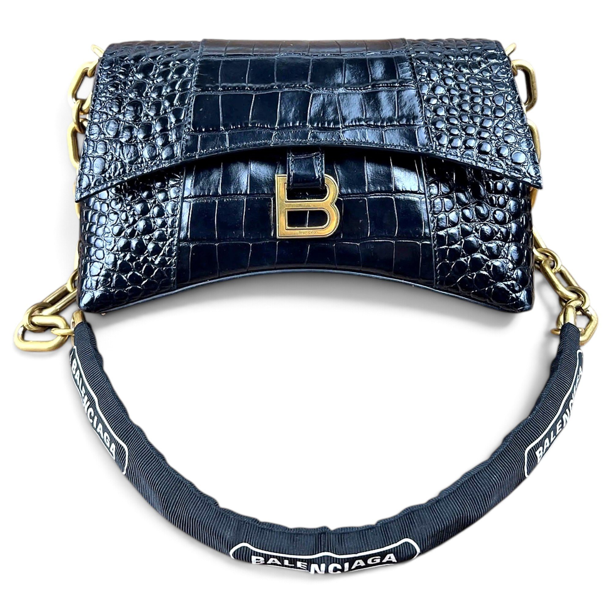 Hourglass leather handbag