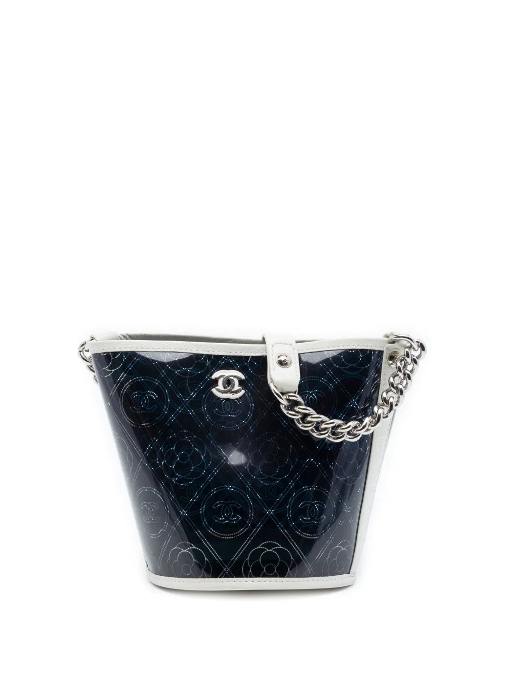 2018 Small PVC and Crumpled Calfskin Camellia Coco bucket bag