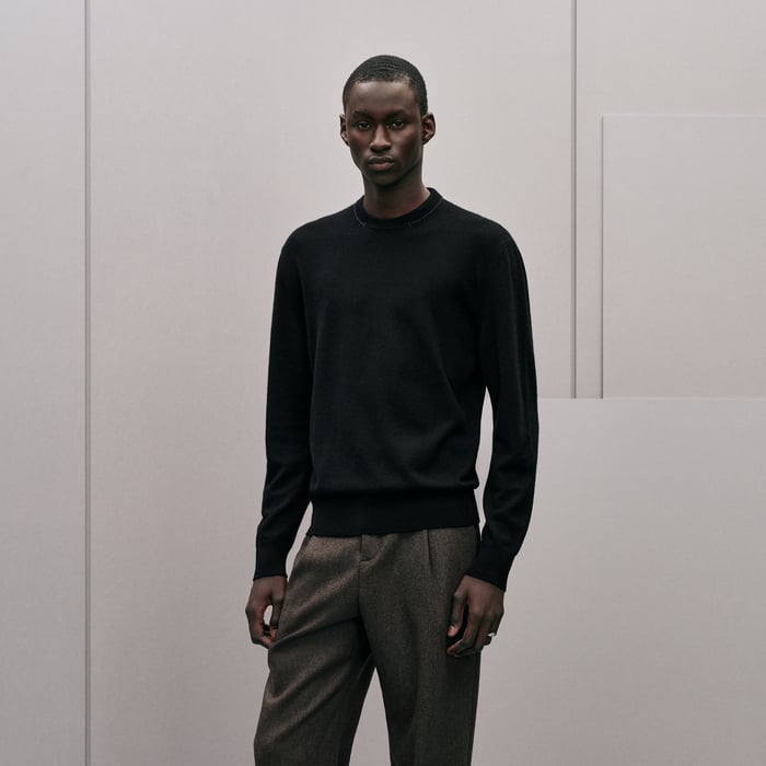 Noir "H Bartack" Crewneck Cashmere Sweater