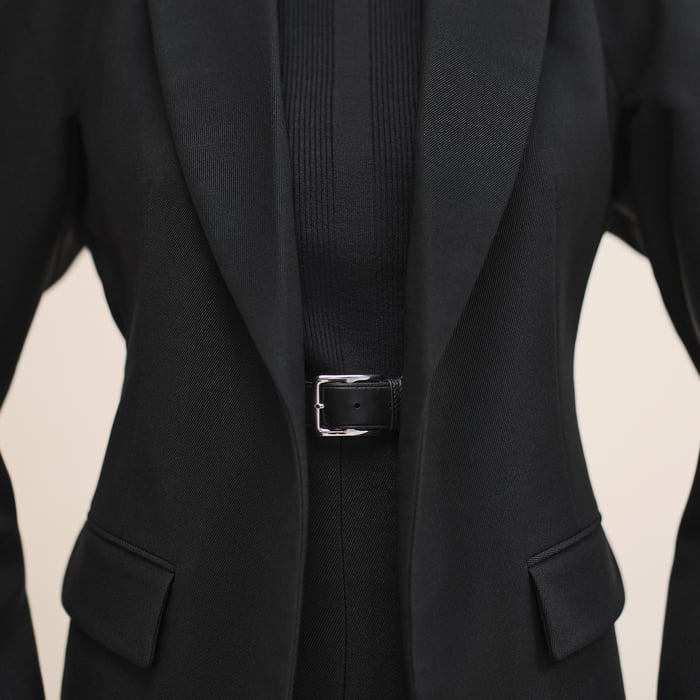 Noir Jacket With Leather Detail