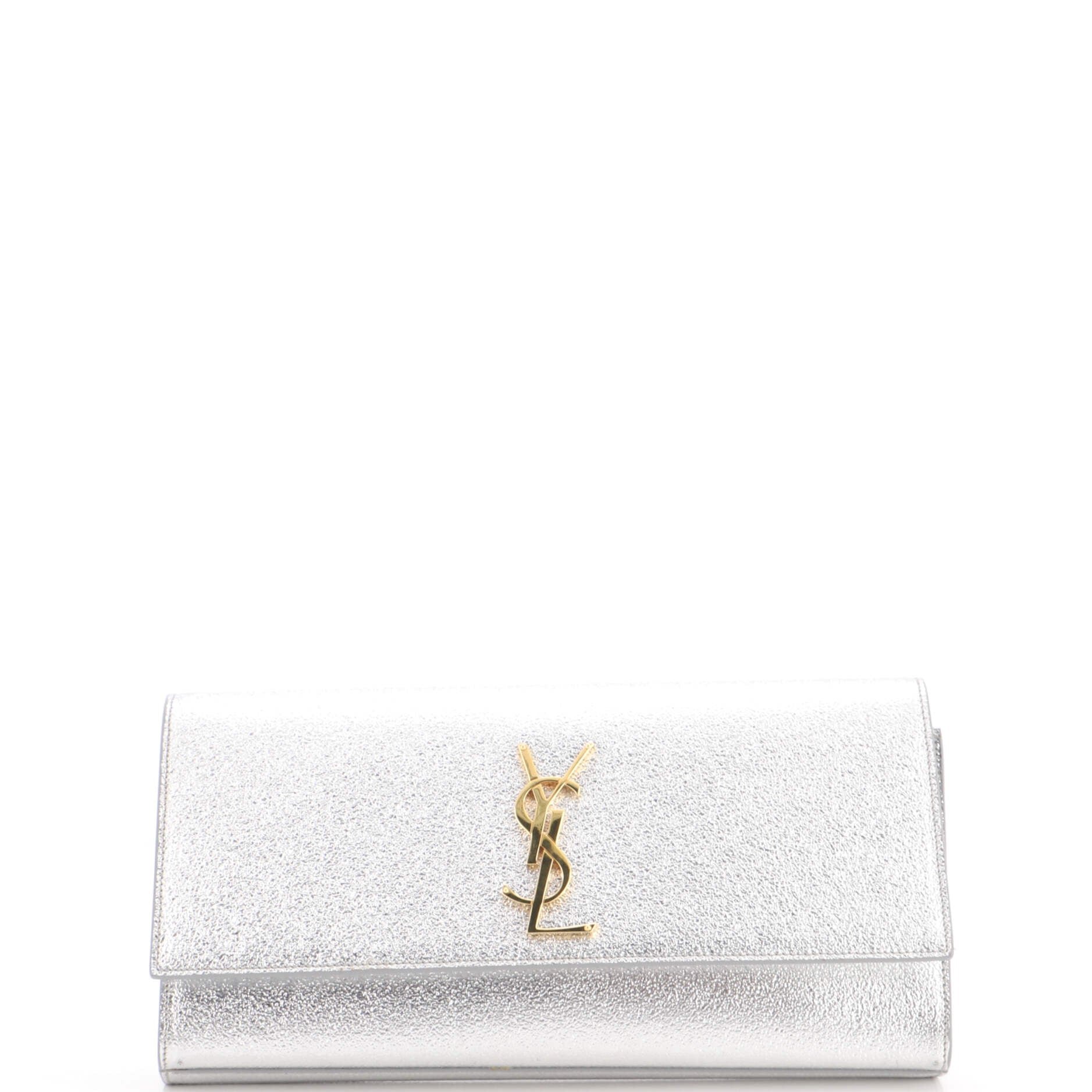 Classic Monogram Clutch Metallic Calfskin Long