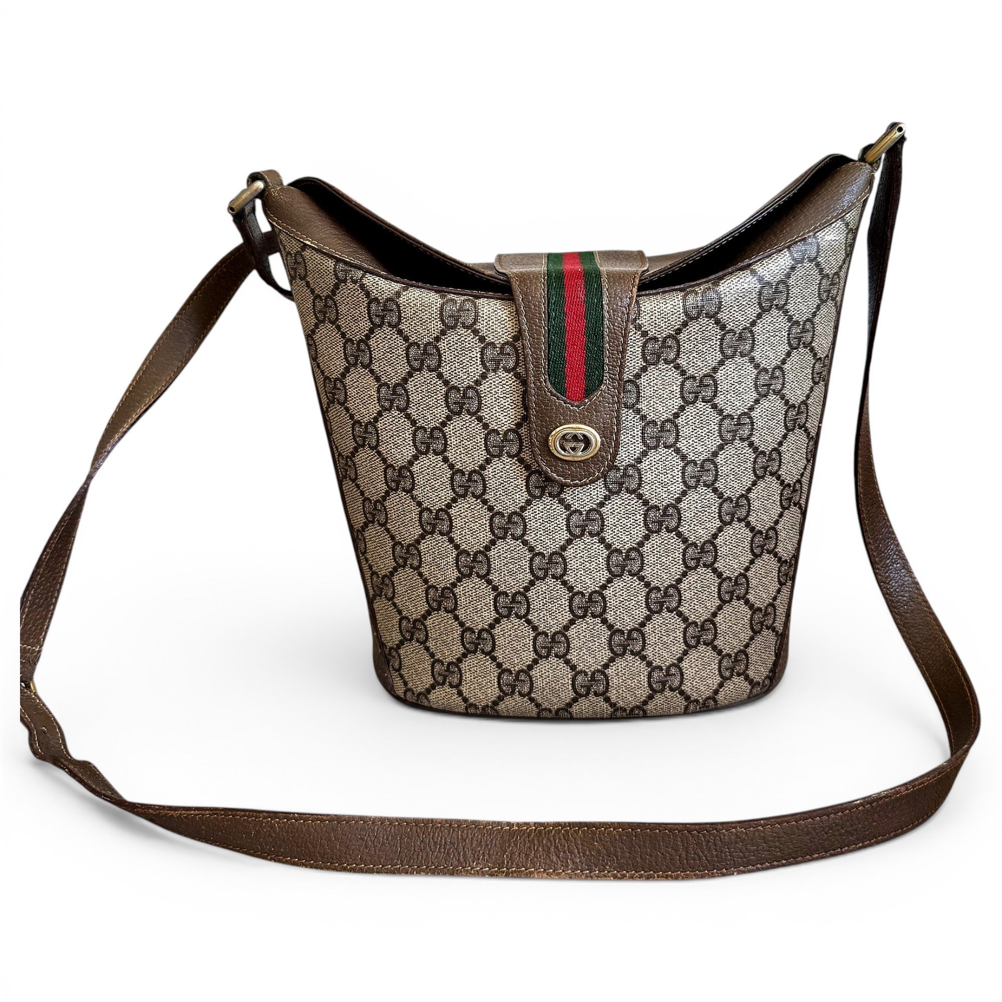 Ophidia Bucket patent leather crossbody bag