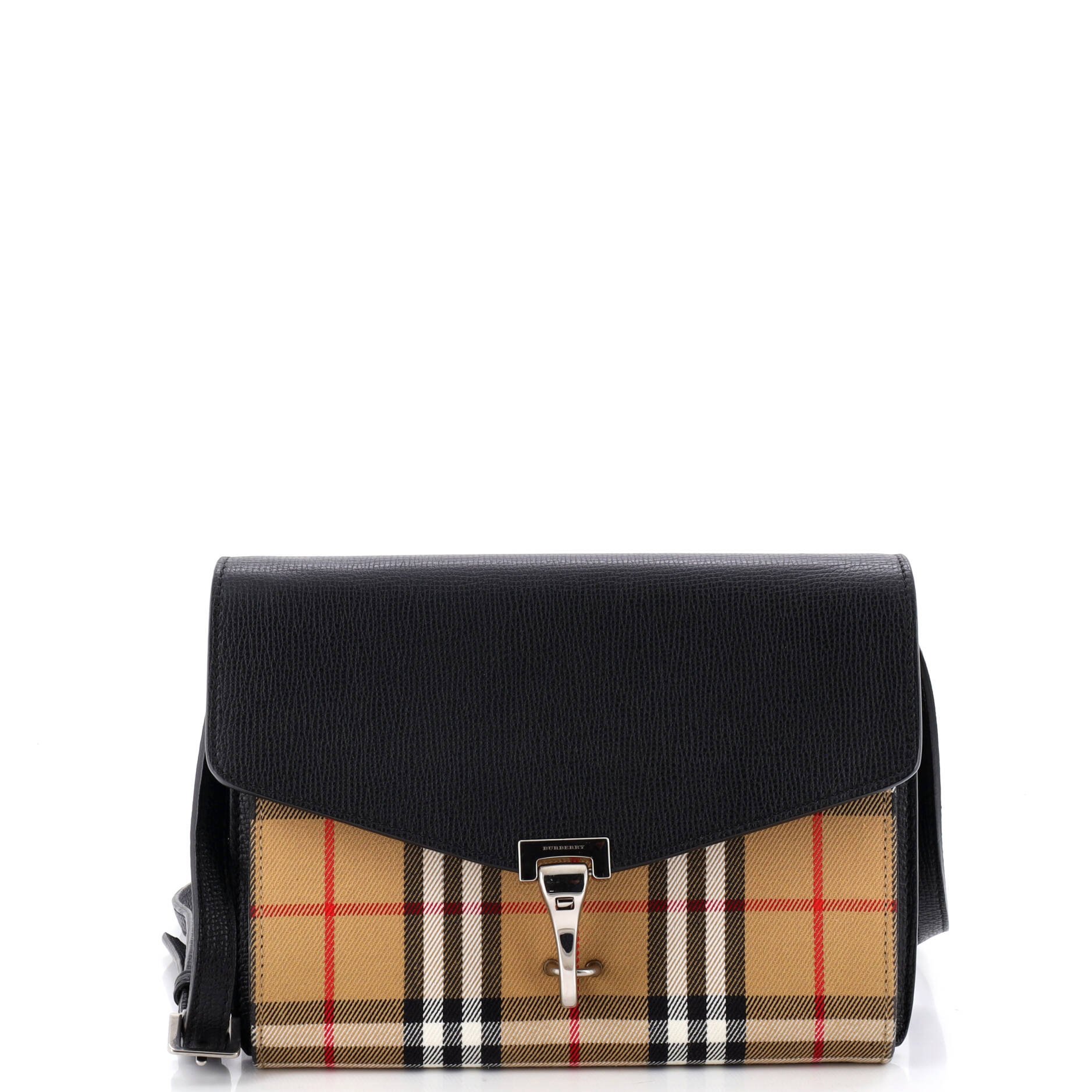 Macken Crossbody Bag Leather and Vintage Check Canvas Small