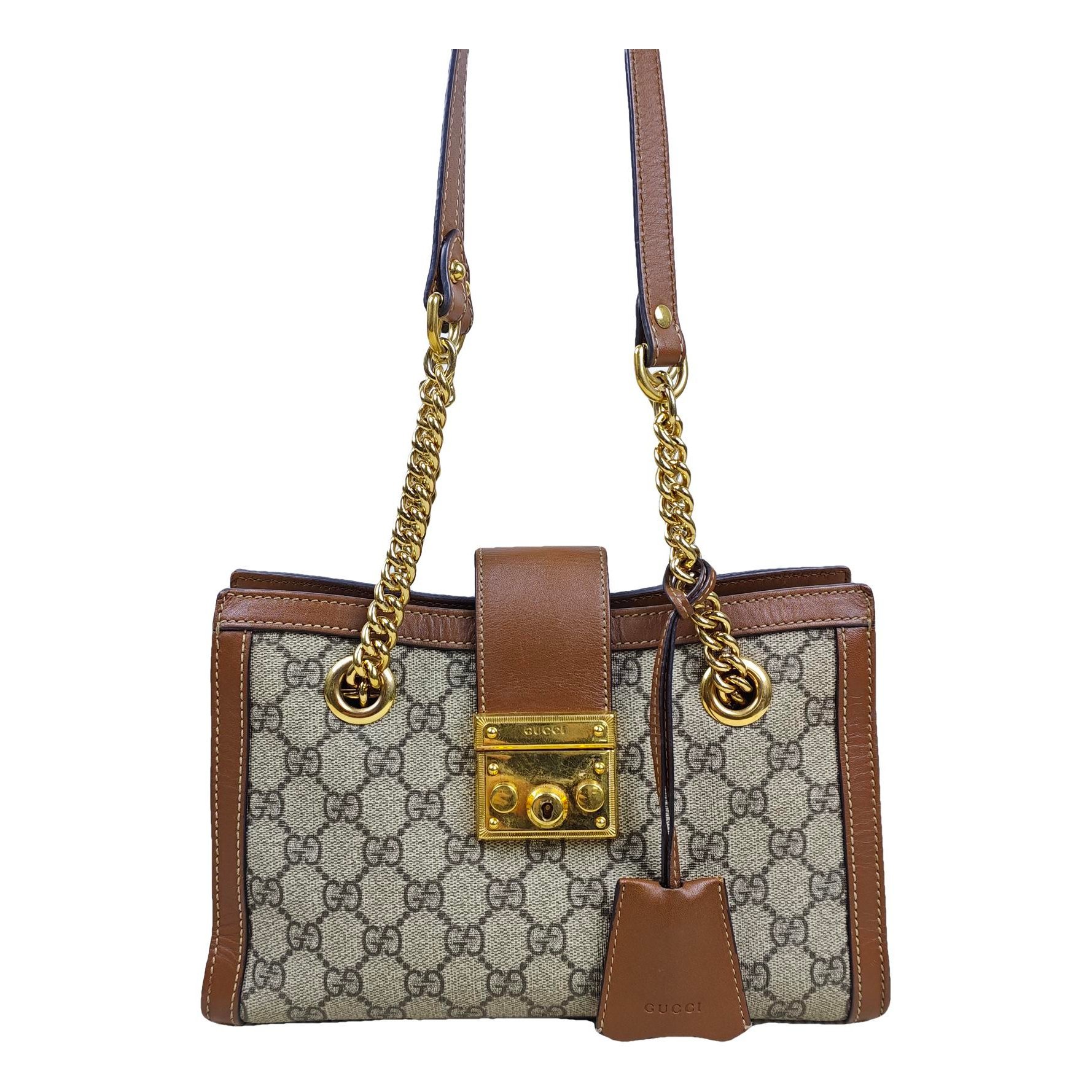 Padlock leather handbag