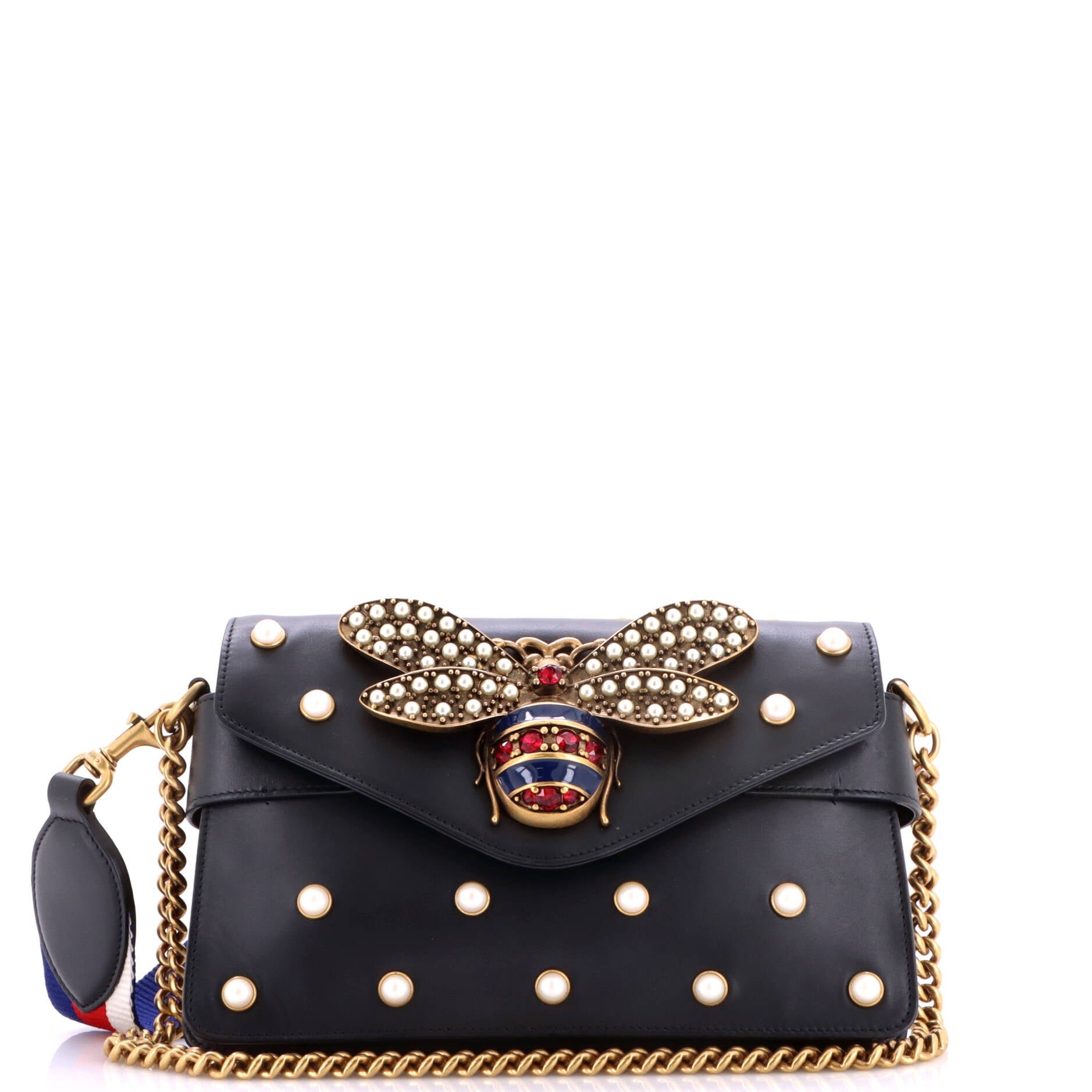 Broadway Pearly Bee Shoulder Bag Embellished Leather Mini