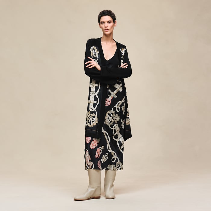 Noir "Ferronnerie Remix" Long-sleeve Twillaine Cardigan