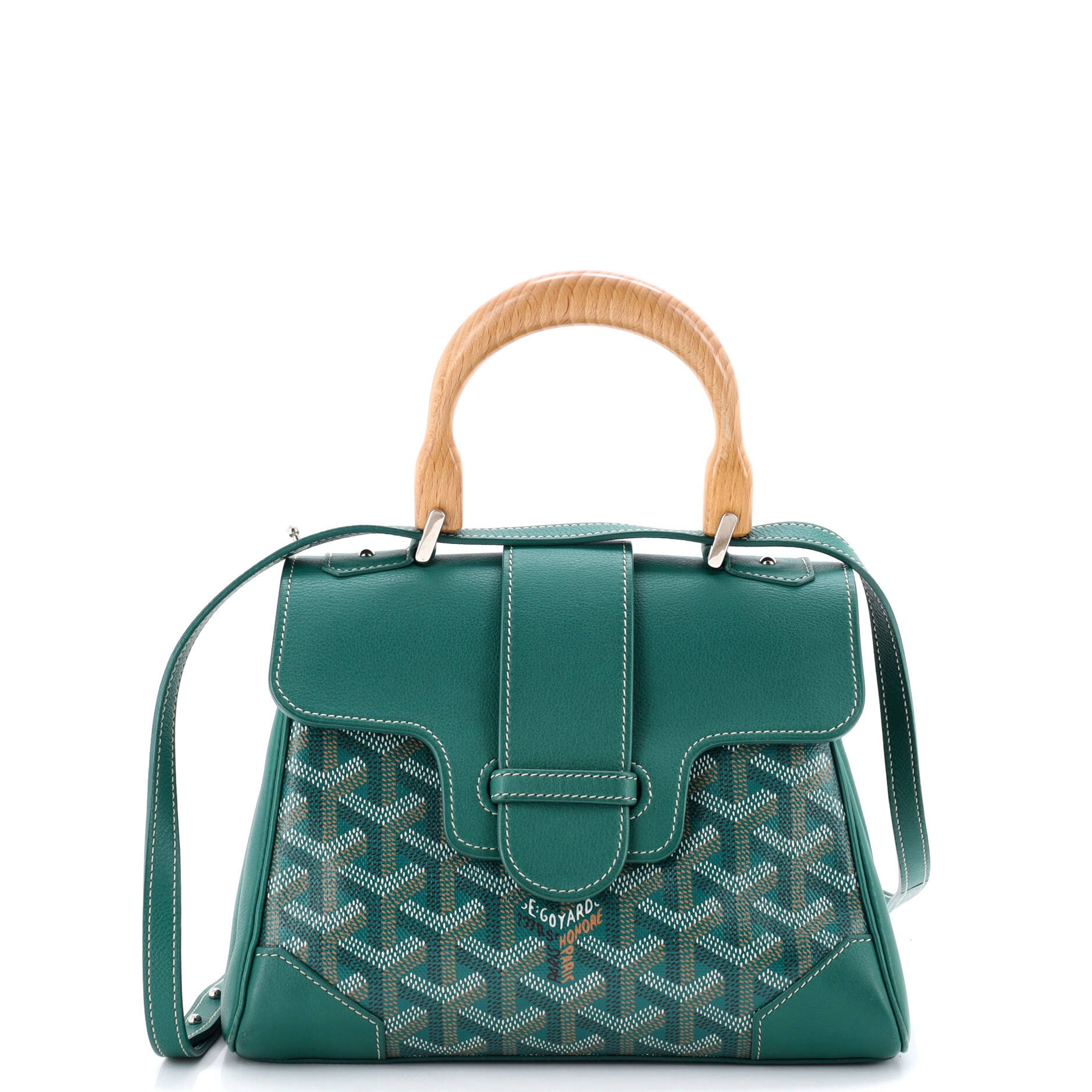 Structured Saigon Top Handle Bag Coated Canvas with Leather Mini