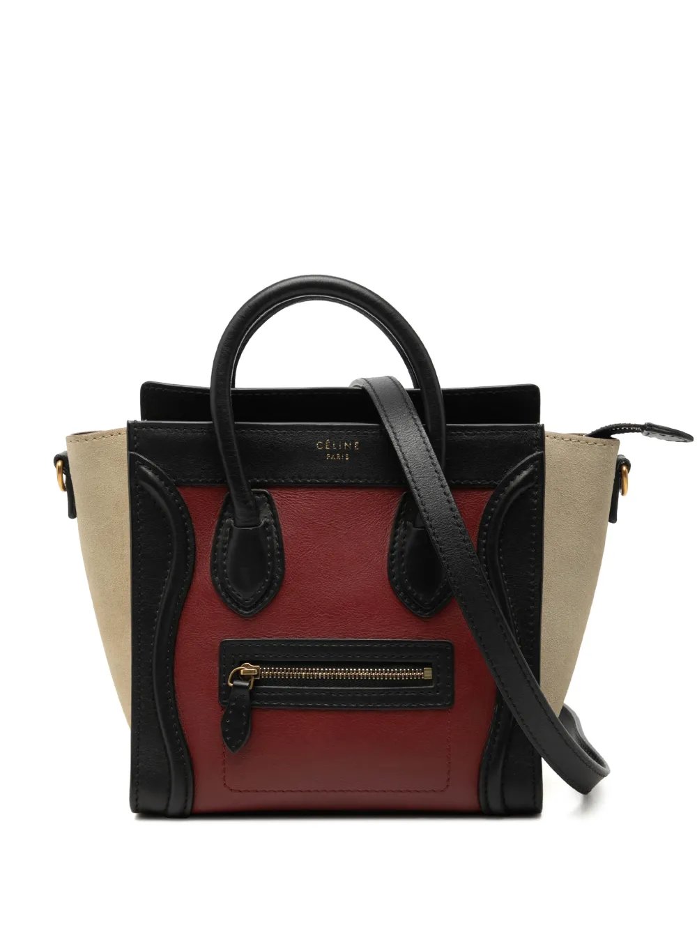 2012 Nano Tricolor Calfskin and Suede Luggage Tote satchel
