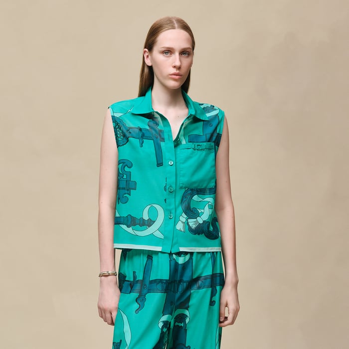 Vert Tourmaline "Ferronnerie Remix" Sleeveless Beach Shirt